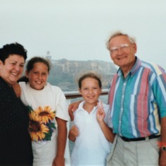 On a cruise with his granddaughters, Rachelle and Alise