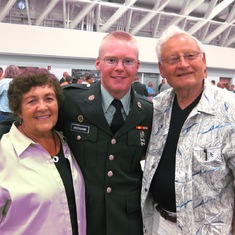 Ernie and JoAnn with grandson, Nathan who served 4 years in the  US Army starting in 2009