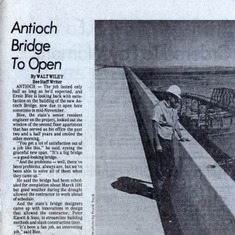 Opening of Ernie's great accomplishment, the Antioch bridge