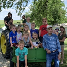 A wagon full of great grandkids. 