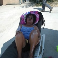 I told her to put lots of sunblock and she sure did :).