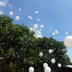 73 balloons were released, each balloon represent each year of Mom's life.