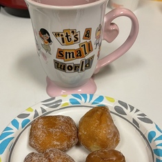 Thinking of you, jelly donut holes & coffee your favorites 