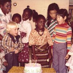 Mummy with Bola and friends at 6th birthday party