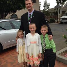 Kayla, Claire and Aiden with Uncle Evan, c 2014