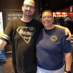 Two Super Heroes - Evan with his stepmom, LAFD Battalion Chief Kris Larson