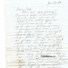 Letter of joyful encouragement  sent to Bro.Floyd Thomas Rogers Sr. , from his daughter , Tonya Rogers  in January ,1983 . she was 12 years old at the time.
