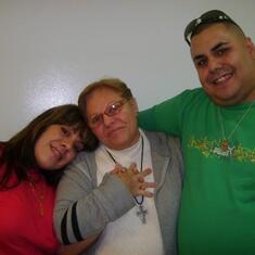 sister, titi papo and juny at the hospital in ponce
