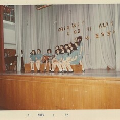 Farewell song to Miss Jenkins at Silcock's Hall, November 1972. 