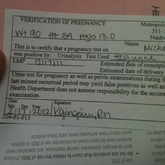 The Health Departments result of my pregnancy Test!