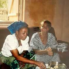 Mom and her sister Mmo Oleka during my dad's burial 