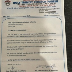 Tribute - Holy Trinity Church Owaza