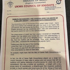 Tribute Diocese of Ukwa Council of Knights(1/2)