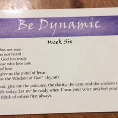 The Be Dynamic Card on David's nightstand found after his passing.