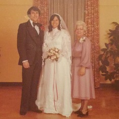 My mom with her other "kids"  Nancy's wedding in 1979.