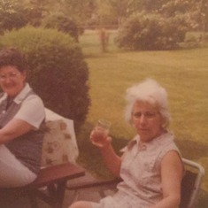 Two GREAT Mom's, Faustina and my Aunt Lee, John and Nancy's mom at a picnic in July 1974 on Burton Ave in Erie. Faustina looks like that better be her last drink!!