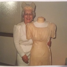 50th wedding anniversary with her original dress.