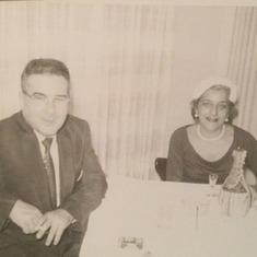 My Mom and Dad looking good on a night out at Ricardo's resturant, in Erie, sometime in the early 60's