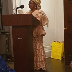 Mom giving a speech at sis 50th, ever the eloquent Prof