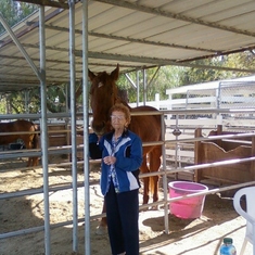 Ruth visiting Lana's rescued horse
