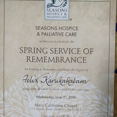 Seasons Hospice Memorial Honoring Acha and all those that have passed recently in their care