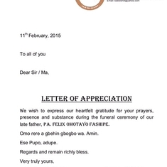 Letter of Appreciation.