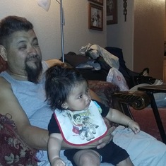 Watching cartoons with his 4th grandbaby