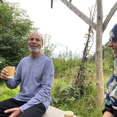 Enjoying a brew and a giggle with dad at the Salford allotments ❤️