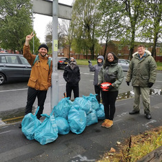 Fizza at another community clean up session with Moss Side Eco Squad 
