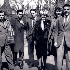 Logue siblings and mother at Yale late 40s