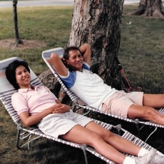 Enjoying a picnic at an Univ. of Illinois park1987