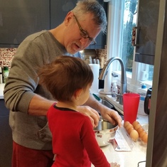Making breakfast with his Grandson.