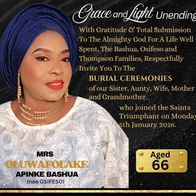 OluFolake Apinke Bashua.  Nee Olu- Osifeso