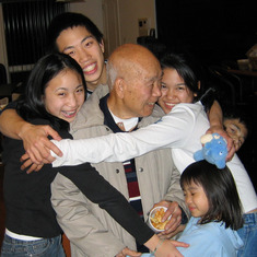 Group hug on Grandpa Kam and he like it!