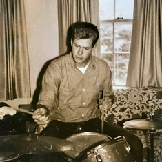 My sister just found this photo, Forbes playing drums in our living room. (High school?) He was a natural...