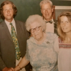 Forbes with our (Great) Aunt Beth Leland (a sweetheart), our father & Daphne, clearly hippy days.