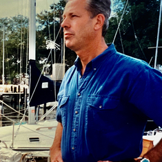 Forbes at the Annapolis marina where he lived on his boat (Stonefire) --1998.