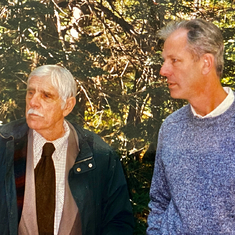 Forbes with Tudor Richards (former president of NH Audubon) at our grandmother's commemoration, Willard Pond, NH.