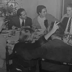 Forbes holding court at holiday gathering, probably early 60's.