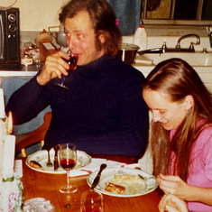 Forbes in our family kitchen with my friend Rebecca. How I wish we had recordings of his incredible humor... [hippy 70's]