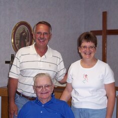 While growing up, Forrest's sisters, affectionately nicknamed him "Stub".  Stub with Jack and Diann on July 20, 2008 on his 92nd birthday.
