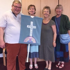 Blessing the banner for the Festival Fifty Walking Pilgrimage.