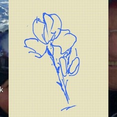 last art sketch on his smart phone