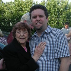 Nanny with Rob Evans at her 90th birthday celebration