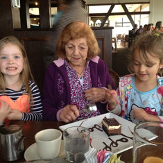 Nanny's 94th birthday with her great grandchildren Addy and Taylor