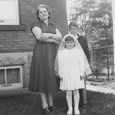 First communion with Mother Alice & brother Simon on Algonquin St, Woodroffe
