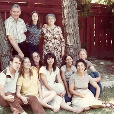 Dad, Sarah, Grandma Alma, Paul, Elena, Ariel, Zoe, Laura, Mom, and Mike in Cupertino, CA.