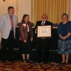 Fran receiving Margaret Mann Citation, 2009, from American Library Association