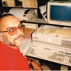 Fran in his UT office, 1989