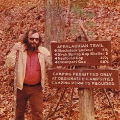 Fran at Appalachian Trail sign, 1977